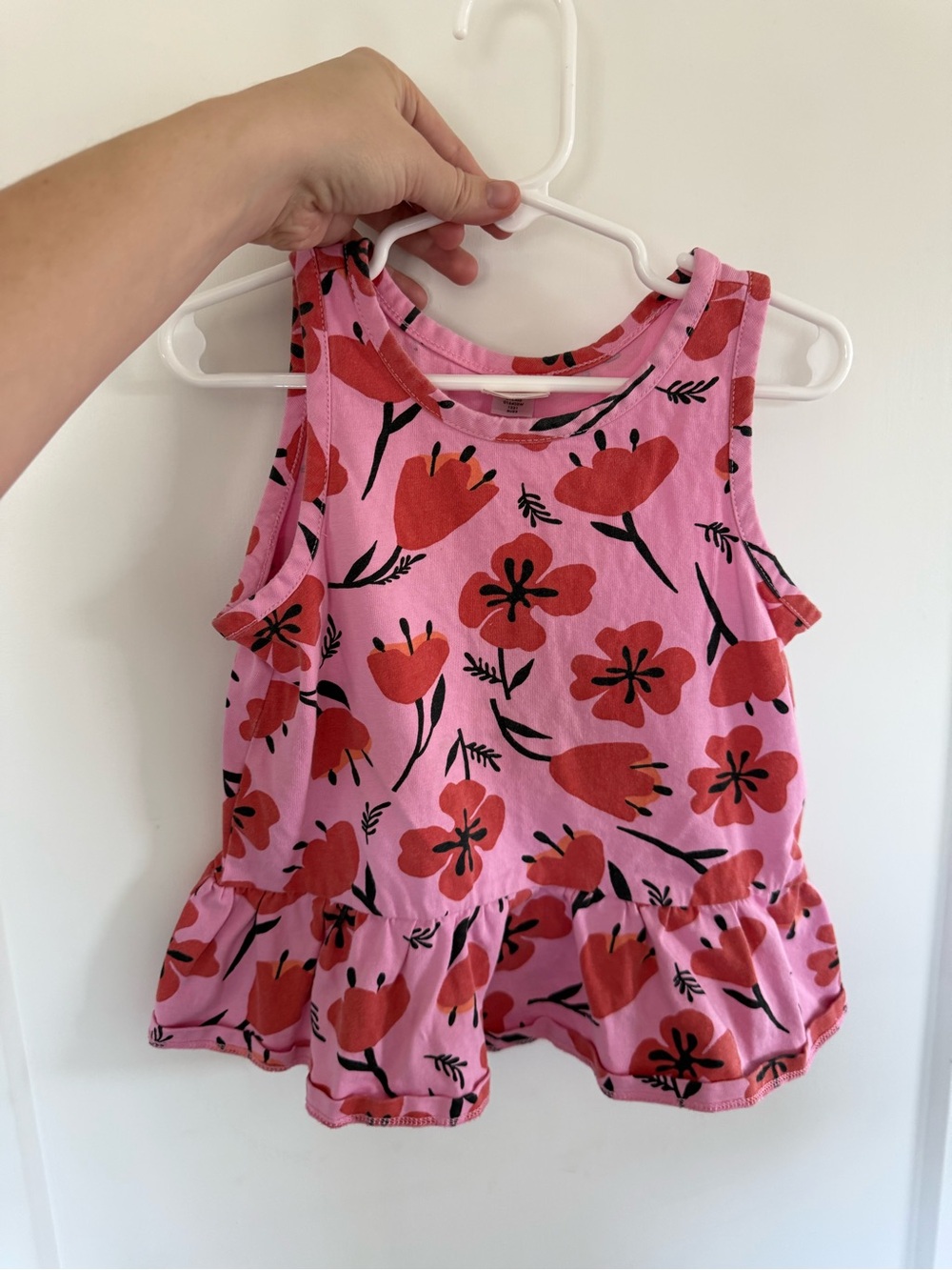 Hanna Andersson 4T Pink Tank Top with Red Floral Print